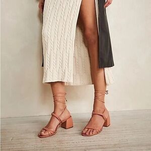 Anthropologie Tan Strappy Block Heel Sandals